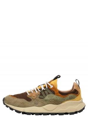 Brown Grey Men's Flower Mountain Yamano 3 Sneakers | YAM949UF