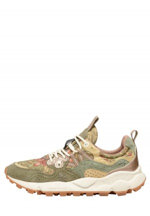 Green Beige Women's Flower Mountain Yamano 3 Sneakers | XNB4515GJ