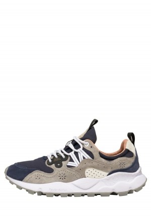 Navy Blue Grey Men's Flower Mountain Yamano 3 Sneakers | AJA6971LJ