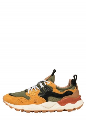 Orange Green Men's Flower Mountain Yamano 3 Sneakers | PHM1477YH