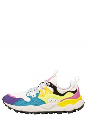 White Blue Yellow Women's Flower Mountain Yamano 3 Uni Sneakers | HIP5932PC