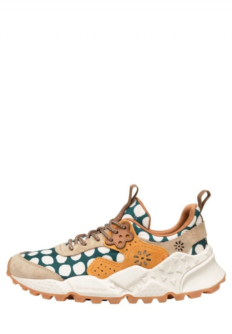 Beige Green Women\'s Flower Mountain Kotetsu Sneakers | AGN199OA