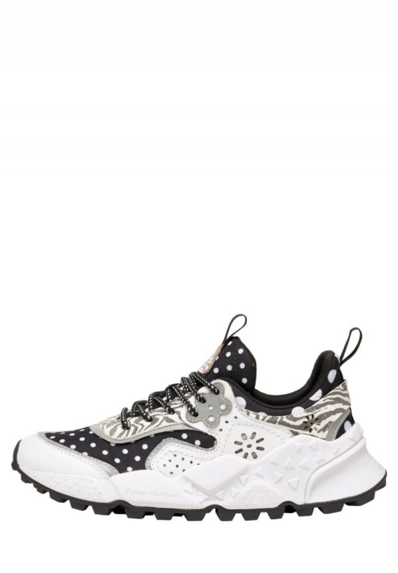 Black White Women\'s Flower Mountain Kotetsu Sneakers | FLY272RR