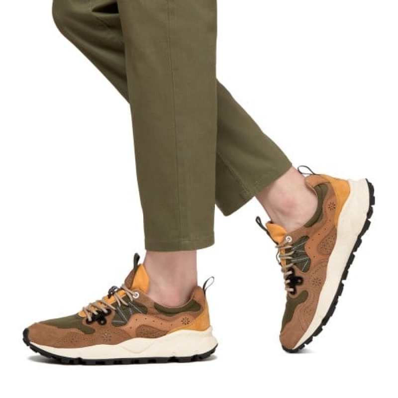 Brown Men's Flower Mountain Yamano 3 Sneakers | OFC6889FI