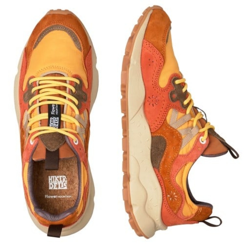 Brown Orange Men's Flower Mountain Yamano 3 Hkdelic Sneakers | WZF6883PP