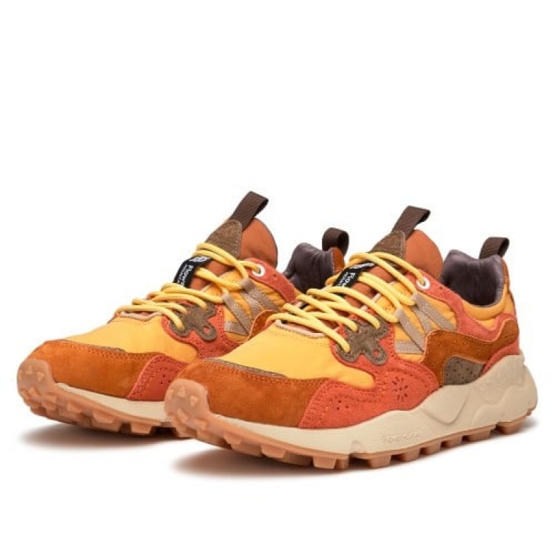 Brown Orange Men's Flower Mountain Yamano 3 Hkdelic Sneakers | WZF6883PP