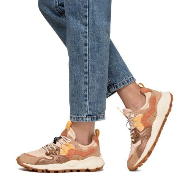 Brown Women's Flower Mountain Yamano 3 Sneakers | OBB5026ZN