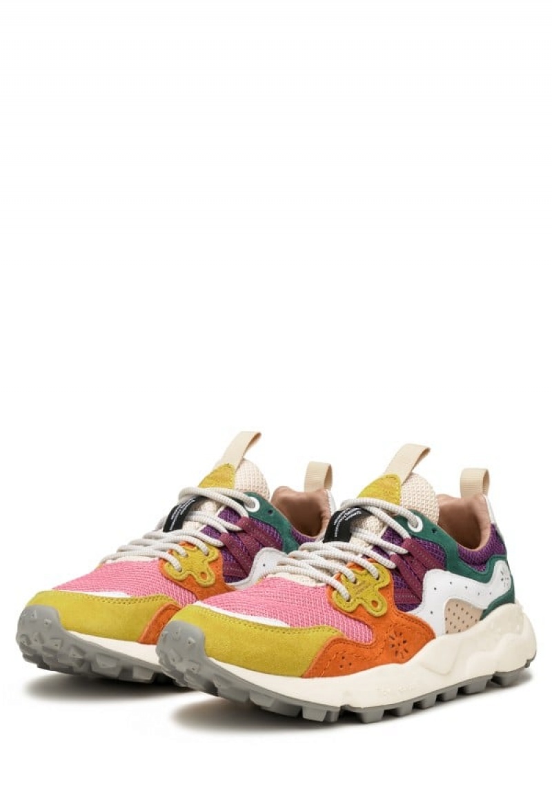 Fuchsia Yellow Women's Flower Mountain Yamano 3 Sneakers | SUK971QB