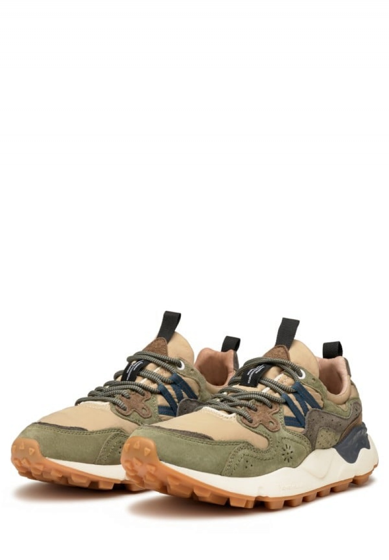 Green Beige Men's Flower Mountain Yamano 3 Sneakers | MOS2064ZO