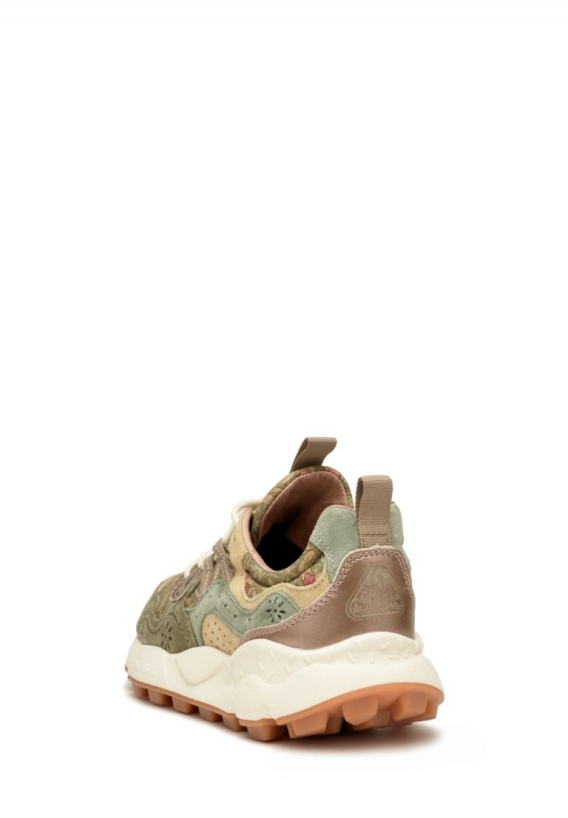 Green Beige Women's Flower Mountain Yamano 3 Sneakers | XNB4515GJ