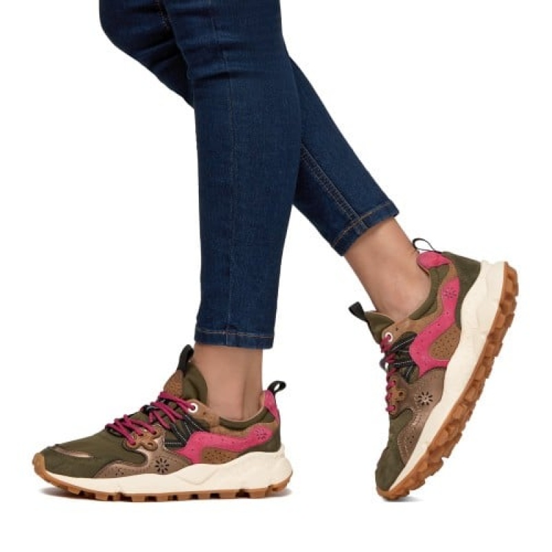 Green Pink Brown Women's Flower Mountain Yamano 3 Sneakers | GHR5768VZ