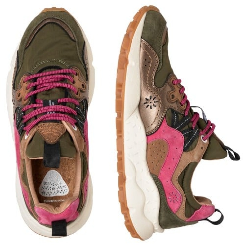 Green Pink Brown Women's Flower Mountain Yamano 3 Sneakers | GHR5768VZ