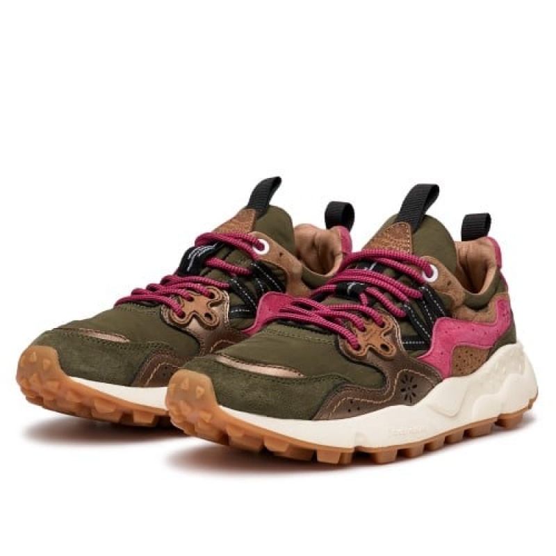 Green Pink Brown Women's Flower Mountain Yamano 3 Sneakers | GHR5768VZ