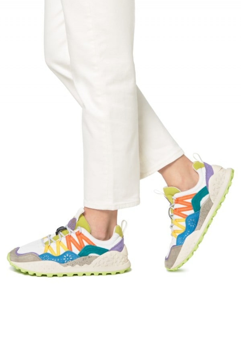 Grey White Women's Flower Mountain Washi Sneakers | MGS8063ZG