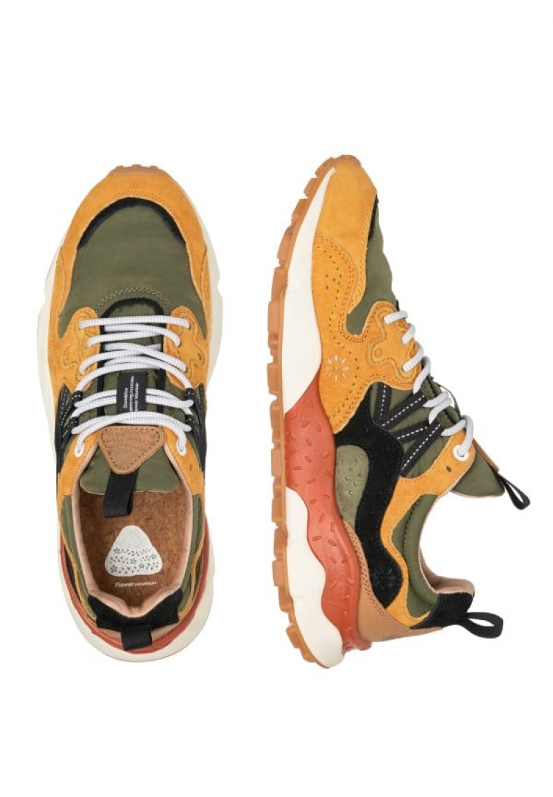 Orange Green Men's Flower Mountain Yamano 3 Sneakers | PHM1477YH