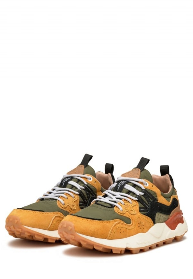 Orange Green Men's Flower Mountain Yamano 3 Sneakers | PHM1477YH