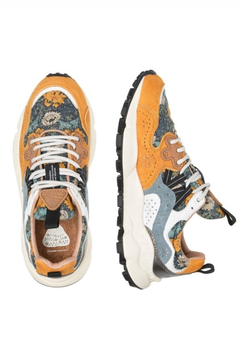 Orange Light Blue Women's Flower Mountain Yamano 3 Sneakers | XES577WK