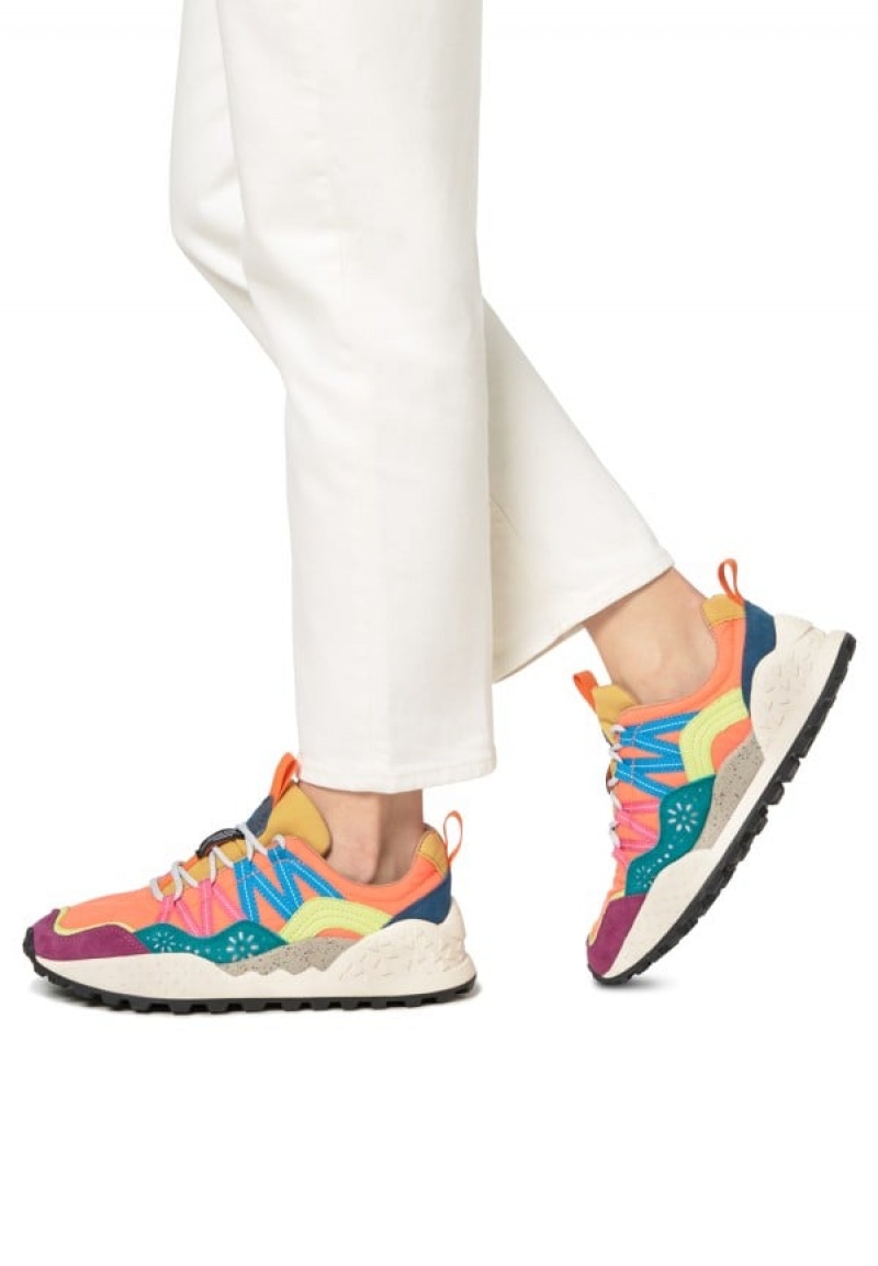 Orange Purple Women's Flower Mountain Washi Sneakers | IYP8257VR