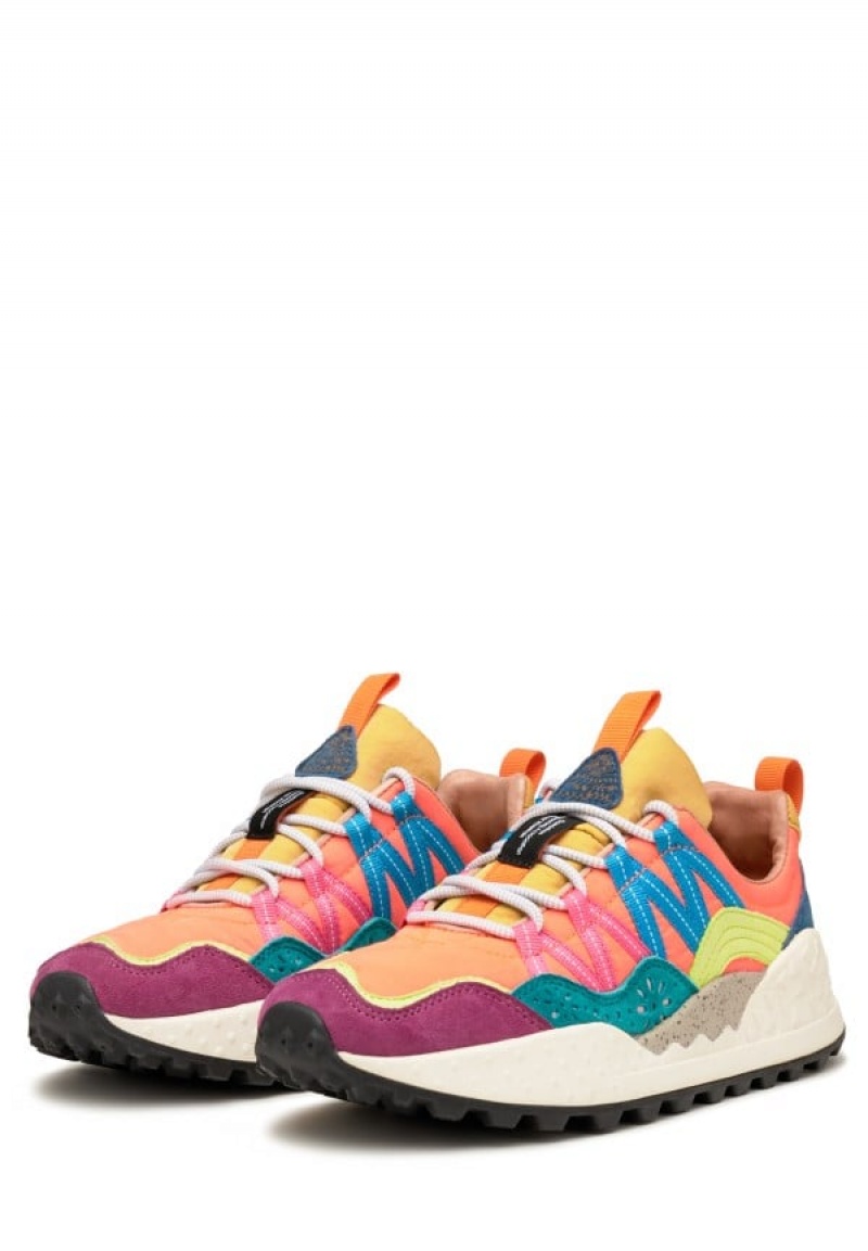 Orange Purple Women's Flower Mountain Washi Sneakers | IYP8257VR