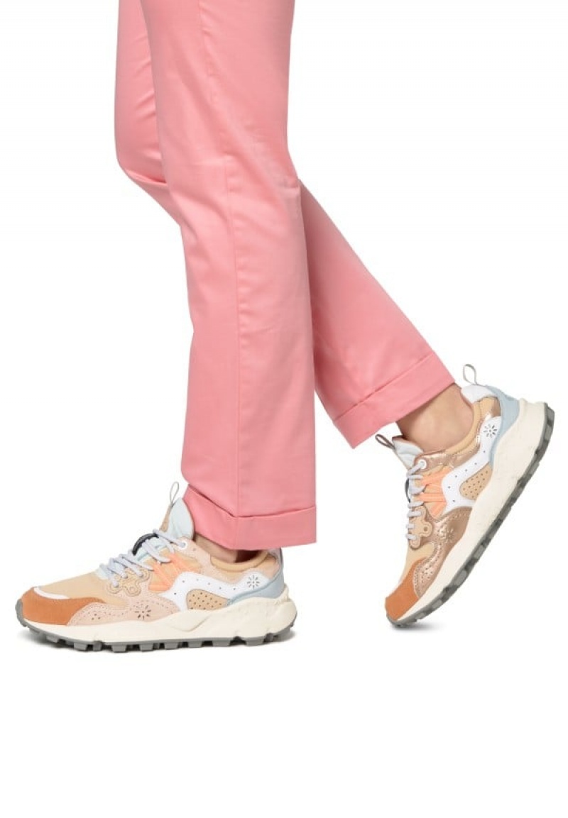 Pink Beige Women's Flower Mountain Yamano 3 Sneakers | VPB1359LN