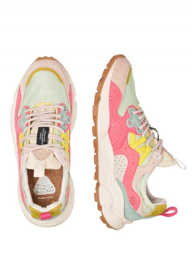 Pink Turquoise Women's Flower Mountain Yamano 3 Sneakers | FKN2875QR