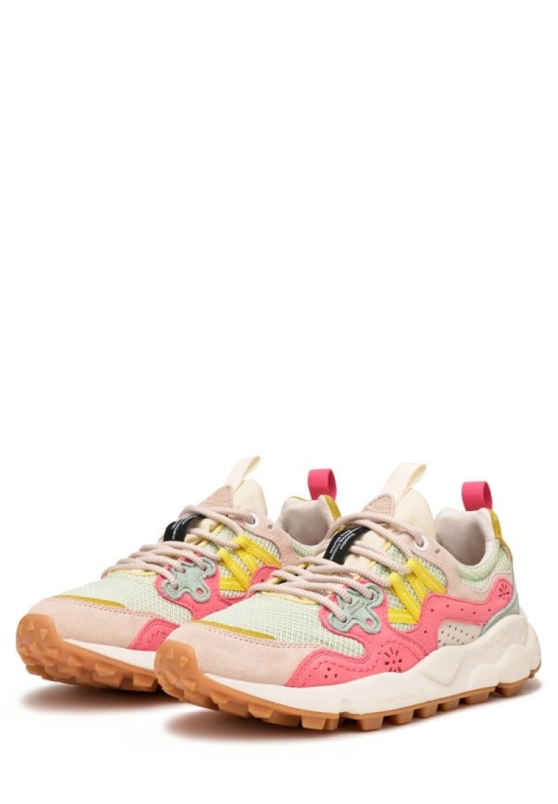 Pink Turquoise Women's Flower Mountain Yamano 3 Sneakers | FKN2875QR