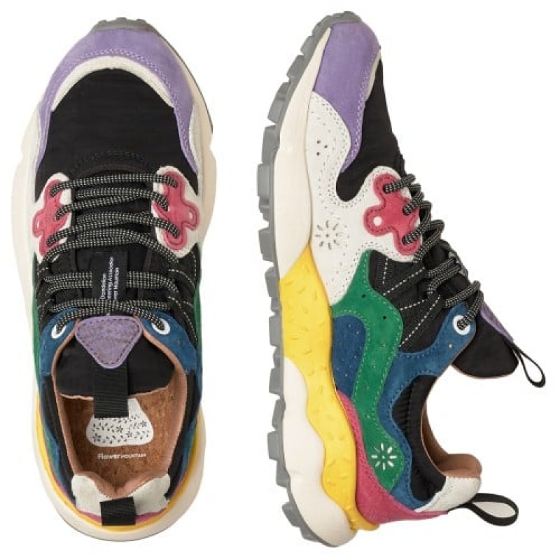 Purple Black White Women's Flower Mountain Yamano 3 Sneakers | NJD3980SX