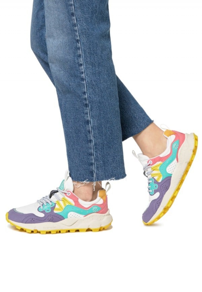 Purple White Women's Flower Mountain Yamano 3 Sneakers | QYW3160RB