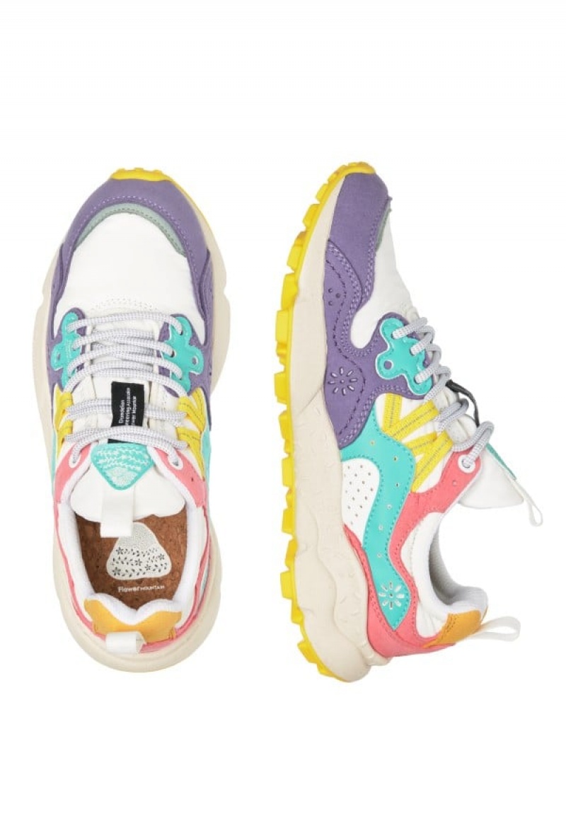 Purple White Women's Flower Mountain Yamano 3 Sneakers | QYW3160RB