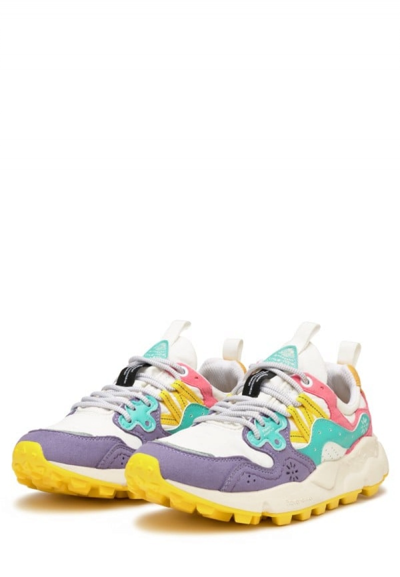 Purple White Women's Flower Mountain Yamano 3 Sneakers | QYW3160RB