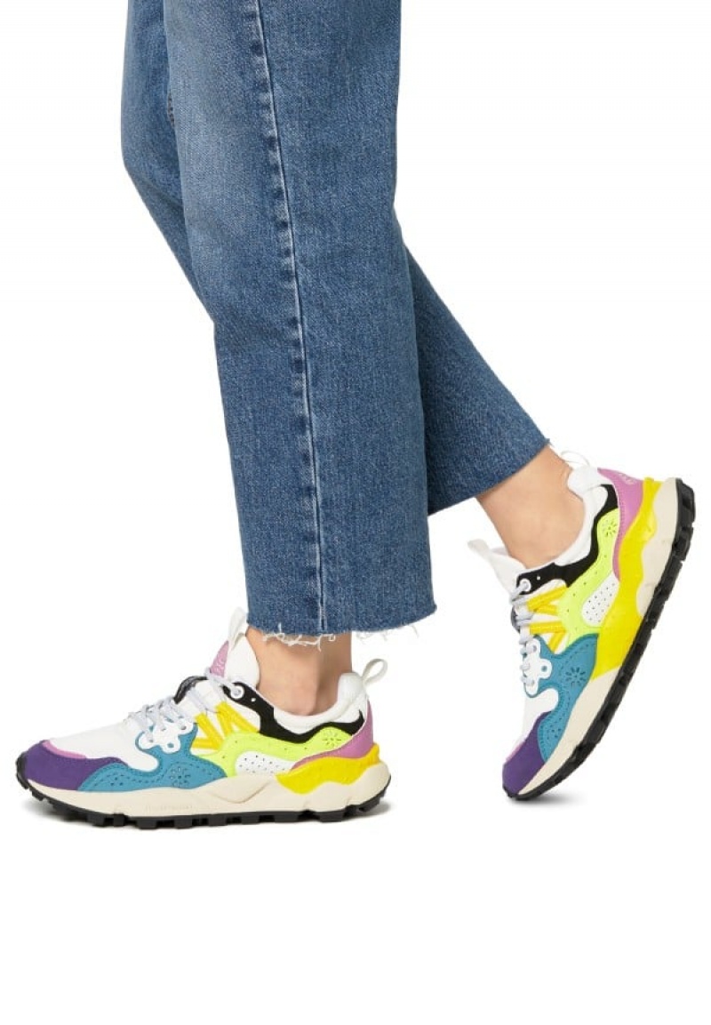 White Blue Yellow Women's Flower Mountain Yamano 3 Uni Sneakers | HIP5932PC