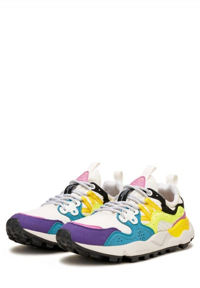 White Blue Yellow Women's Flower Mountain Yamano 3 Uni Sneakers | HIP5932PC