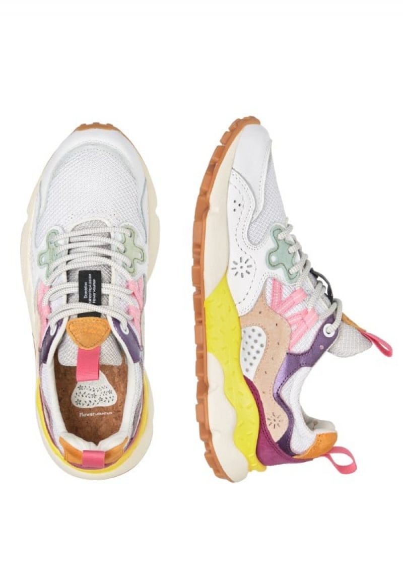 White Purple Women's Flower Mountain Yamano 3 Sneakers | QBK4545MW